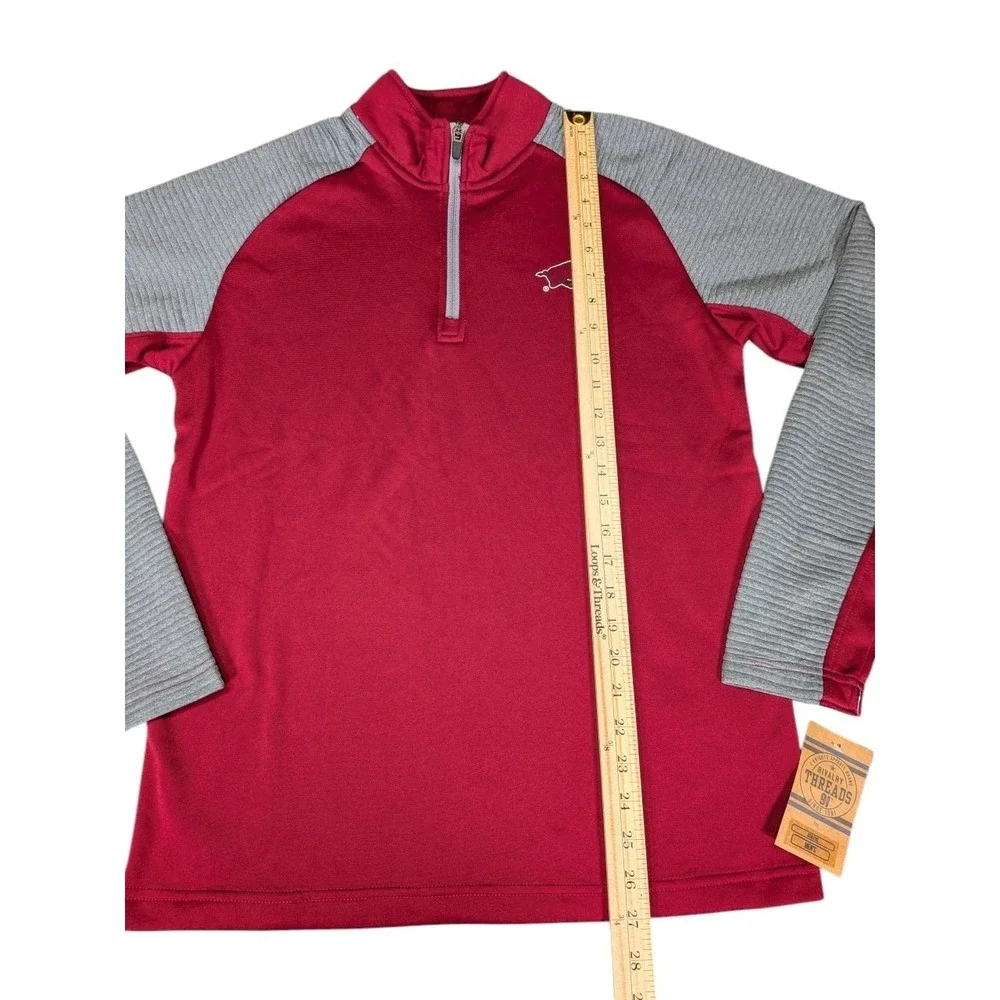 Rivalry Threads Arkansas Razorbacks Mens Small Quarter Zip Pullover Red Grey NWT